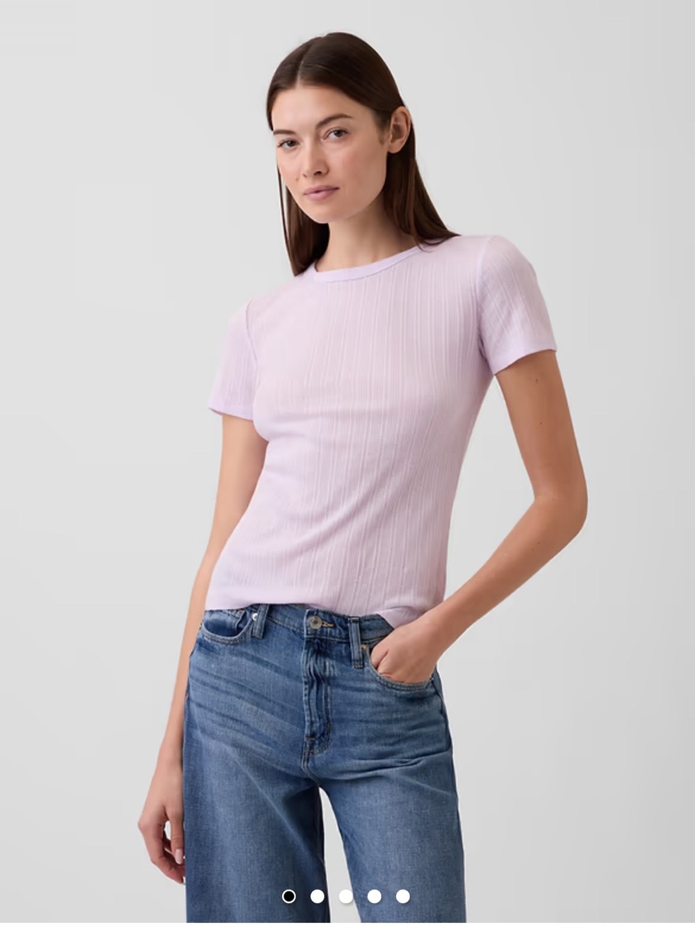 Two t’s!!! Women’s Short Sleeve Ribbed Tee - Light Lavender